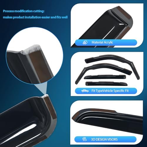 Nilight in-Channel Rain Guards for Dodge Ram 1500 Crew Cab 2019-2026, 4PCS