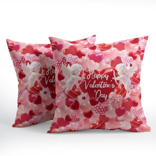 Happy Valentine's Day Throw Pillow Covers 24x24 Set of 2 Polka Dot Love - Image 2