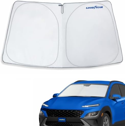 Goodyear Foldable Windshield Sunshade for Hyundai Kona 2018-2023, Car Accessories, Sunshade Cover, Sun Shade Car Windshield, Window Sun Blocker - GY008346