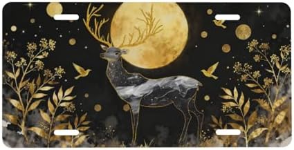 Deer Golden Marble Front License Plate 6" * 12" for Women
