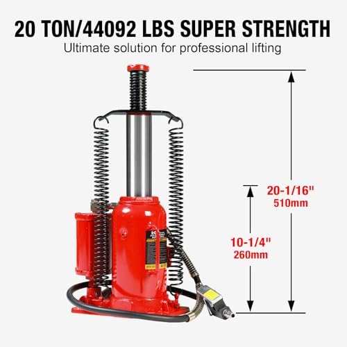 Big RED AQD20TR Air Hydraulic Bottle Jack: Heavy Duty Professional Lift with Dual-Power Operation, 10.24"-20.08" Adjustable Lift Range & Safety Valve - 20 Ton (40,000 LBS) - Image 4