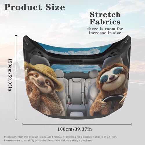 Driving Sloth Car Windshield Sunshade Cover, Waterproof Breathable Half Car Cover Blocks UV Rays for All Season - Fit Most Cars, SUV