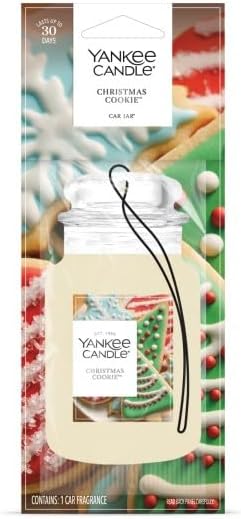 Yankee Candle Classic Paper Car Jar Air Freshener, Hanging Car Freshener, Long Lasting Odor Neutralizing Car Fragrance, Christmas Cookie (Pack of 10)