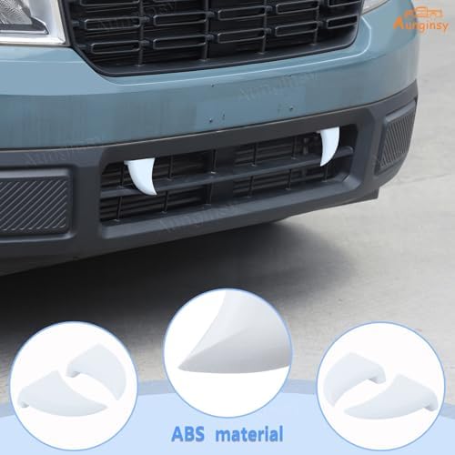 Aunginsy Car Front Grille Tiger Teeth Decoration Cover Compatible with Ford Maverick 2022-2025 Pickup, 2PCS Front Bumper White Halloween Vampire Fangs Trim ABS DIY Vehicles Cover Sticker Accessories