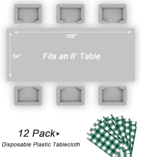 QIKSION 12 Pack Green Gingham Tablecloth, Green Checkered Table Cloth - Image 5