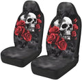 Skull Red Rose Car Seat Covers Set of 2 Breathable Front Seat Covers Stretch Polyester Fabric Cover Soft Front Seat Cover Universal Fit for Auto Truck Van SUV