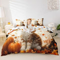Erosebridal Kids Cat Toddler Size Comforter Cover, Fall Harvest Bedding Set for Girls Boys Teens Room Decor, Autumn Fall Maple Leaf Duvet Cover Bird Rustic Farmhouse Bed Cover with 1 Pillow Case by Erosebridal