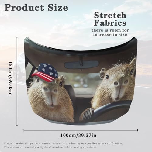 Funny Capibala Hood Wraps for Cars Hood Wrap Protector Washable Car Hook Elastic Fabrics Can be Washed Hook Wraps