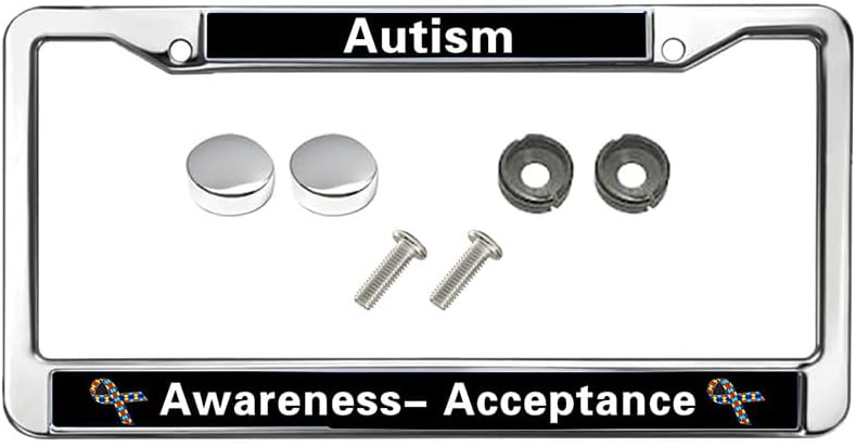 Autism Awareness Universal US CA Car License Plate Frame Acceptance Love Autism Chrome License Plate Frame Autism Car Accessories License Plate Frame Girly