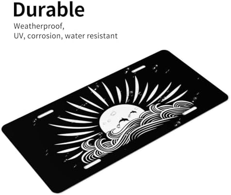 Under Sun Dolphins Leap Above Waves Aluminum License Plate