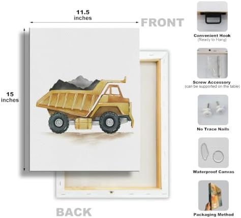 3 Pcs Watercolor Truck Canvas Wall Art Prints Nursery Boys Room Decor - Image 3