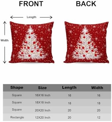 JasmineM Merry Christmas Tree Pillow Covers 16x16 Inch Set of 2, Red Snowflakes Decorations Outdoor Throw Pillow Covers, Winter Holiday Square Pillowcases for Patio Sofa Couch Bedroom Decorative - Image 6