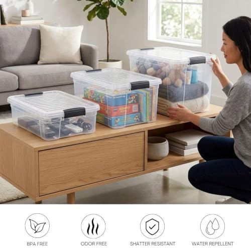 Superio 21 Quart Clear Plastic Storage Boxes with Lids, Stackable Organizer Containers, BPA-Free Storage Bins for Home, Office, School & Dorm, 3 Pack - Image 4