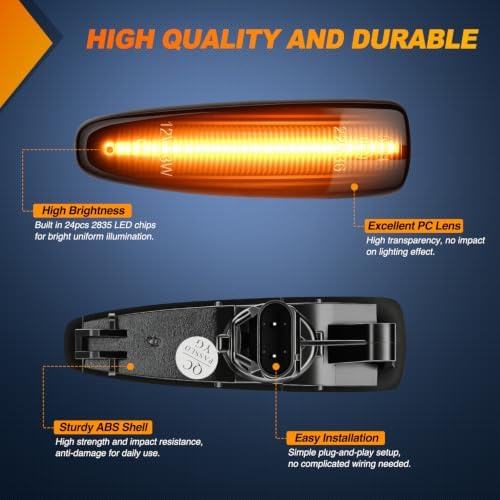 Nilight Fender Side Marker Lights 2PCS for 2008-2018 Lancer Evolution X