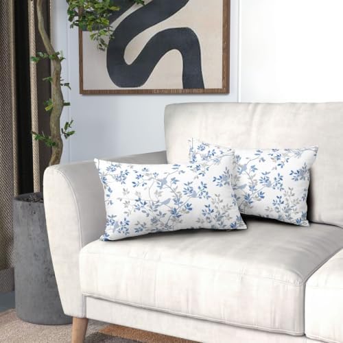 Sweetshow Bird and Leaf Pillow Covers Set of 2 Cotton 20x12 Inches - Image 7
