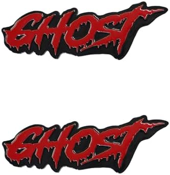 2PCS Ghost Car Emblem Gothic Horror Font Style 3D Badge Sticker Waterproof Plastic Emblem Car Symbol for Car, Truck, Motorcycle, Helmet (Red Black)