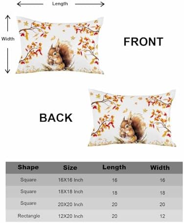 Fall Cute Squirrel Pillow Covers 12x20 Inch Set of 2, Thanksgiving Decorations Indoor Outdoor Throw Pillow Covers, Autumn Animals Cotton Linen Pillowcases for Patio Sofa Couch Bedroom Decorative - Image 6