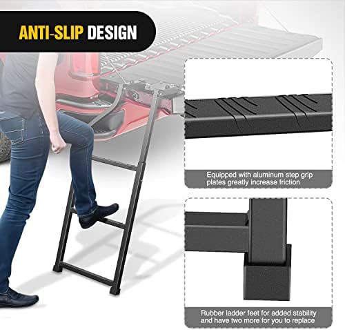 Nilight Foldable Truck Tailgate Ladder for Pickup with Step Grip Plates
