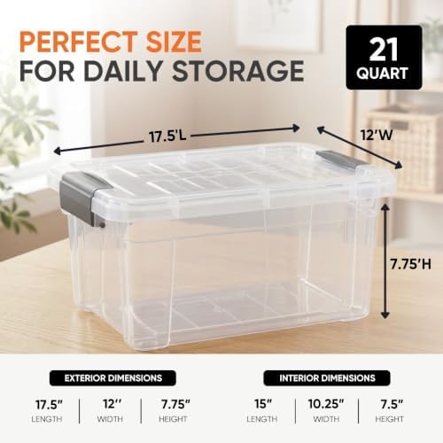 Superio 21 Quart Clear Plastic Storage Boxes with Lids, Stackable Organizer Containers, BPA-Free Storage Bins for Home, Office, School & Dorm, 3 Pack - Image 3