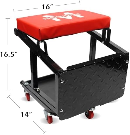 MaxWorks 50880 Garage Creeper Seat and Stool Combo, Workshop Seat with 300 Lbs Capacity, Mechanics Stool with Wheels - Image 2