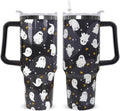 Halloween Tumbler 40oz Ghost Tumbler Spooky Leak Proof Cups with Handle and Straw Insulated Water Bottle Coffee Travel Mugs for Halloween Decor Gifts for Women Men (1PCS) by Unknown