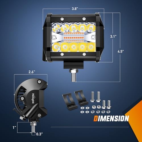 Nilight 4Inch Off-Road LED Light Bar White Amber 3 Lighting Modes