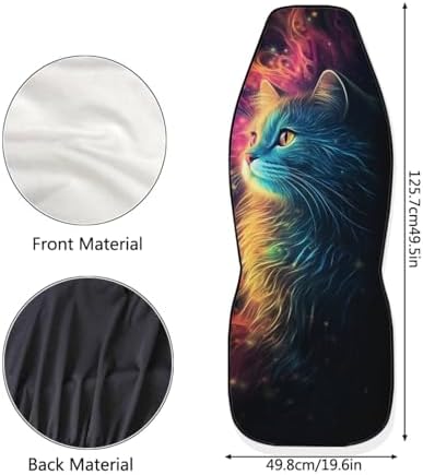 Cute Galaxy Cat Print Car Seat Covers Set of 2 Elastic Fabric Front Bucket Seat Covers Stretch Seats Protector Universal Fit Car Interior Decor
