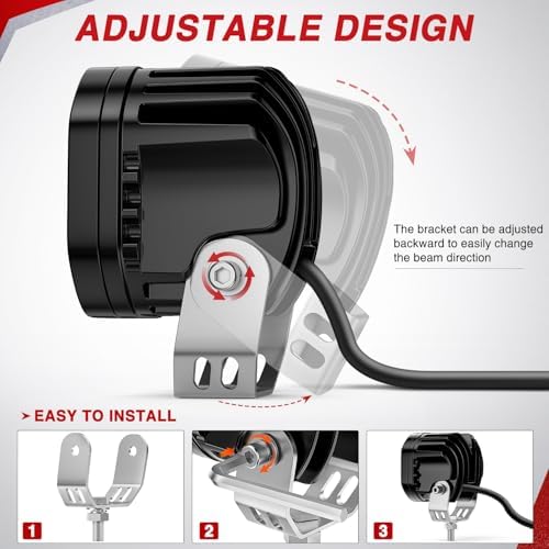 Nilight 7/8" Handlebar LED Light Pods 3 Inch White Amber Dual Color