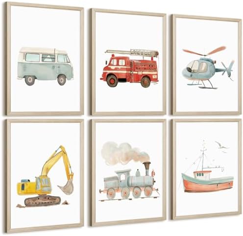 Car Wall Art Boys Room Canvas Wall Decor Nursery Prints Transportation Vehicle Wall Art Kids Toddler Posters Construction Truck Pictures Boy Nursery Artwork for Bedroom Playroom 12x16x6 Inch Unframed by Unknown