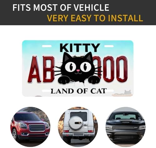 Cute Black Cat Front License Plate Car Decorative License Plates
