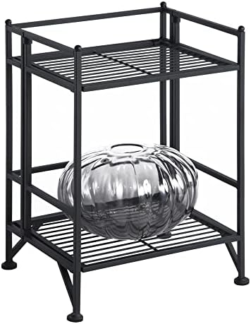 Convenience Concepts Xtra Storage Shelves - 2-Tier Folding Metal Storage Shelves, Closet Organizer for Office, Laundry Room, Bedroom, Garage, Kitchen, Bathroom, Black - Image 4