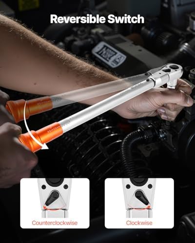 VEVOR Adjustable Torque Wrench 1/2 Inch Drive, 20-160Ft.lb/27.1-216.8Nm, 38MM Open End, 3/8 Inch Drive Torque Wrench with Interchangeable Jaw & Ratchet Head for HVAC, Car, Moto, Narrow Pipeline - Image 6