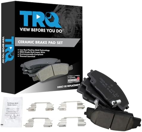 TRQ Front Brake Pads Ceramic Hardware Wear Sensor