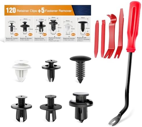 GOOACC 120PCS Car Bumper Push Retainer Clips & Nylon Fasteners Rivet Kit 6mm 7.6mm 8mm 8.8mm 10mm Door Trim Panel Clips, 5PC Fastener Remover by GOOACC