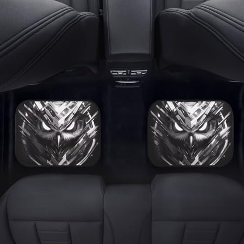 Gothic Owl Car Floor Mats Black Gothic Owl All Weather Car 1st 2nd Row Floor Mats Minimalism Black 2PC Washable Car Interior Carpet Universal for SUV Sedan