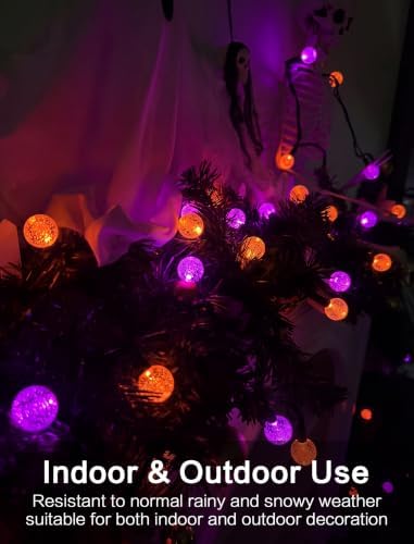 Orange Purple Halloween String Light, 26FT 50LED Globe Lights Plug in - Image 3