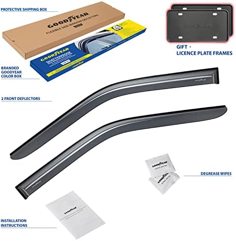 Goodyear Shatterproof Window Deflectors for Ford F150 2015-2026 Regular Cab, Tape-on Rain Guards, Window Visors, Vent Deflector, Vent Visor, Truck Accessories, 2 pcs- GY008717