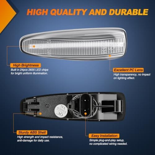 Nilight Fender Side Marker Lights 2PCS for 2008-2018 Lancer Evolution X