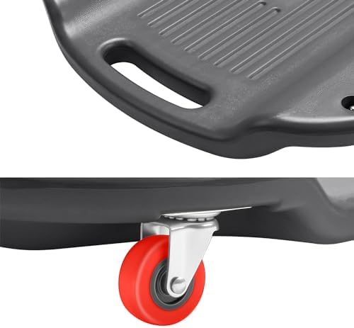 DNA Motoring 38 Inches Low Profile Plastic Rolling Garage Shop Floor Creeper with Side Pockets & 6pcs Casters, Black, TOOLS-00392 - Image 3