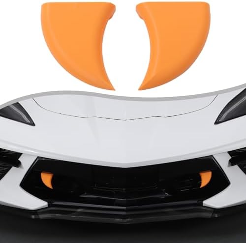 Car Fangs Car Teeth Decor Compatible with Corvette C8 Stingray 2020-2024 Halloween Vampire Fangs Teeth for car- Mounts to Front Grille on Vehicles ABS DIY Sticker Accessories 2PCS (Orange)