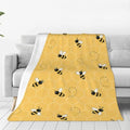 Funny Bees Honey Yellow Bumblebee Beehive Throw Blanket Flannel Fleece Autumn Lightweight Soft Fuzzy Cozy Couch Bed Blanket Fall Decor Thanksgiving Gifts Kids Adult 60"x50" by dgdahk