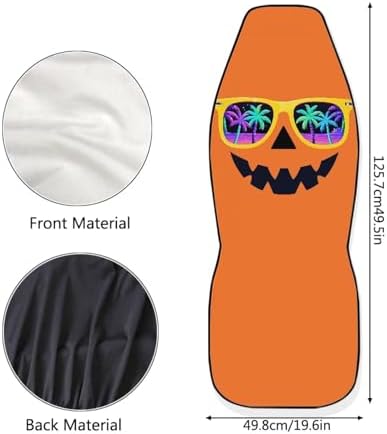 2 Pack Car Seat Covers Set, Hawaii Pumpkin Face Car Accessory for Most Cars, Orange Ghost Face Halloween Universal Auto Front Seats Protector Fits for Car,SUV Sedan,Truck