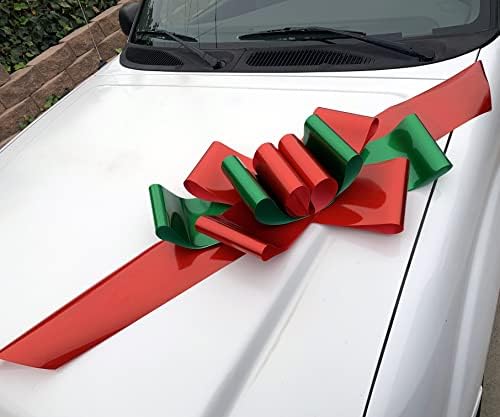 Red & Green Car Bow Ribbon - 25" Wide, Fully Assembled, Christmas, Large Gift Decoration, Retail Display, Birthday, Fundraiser, School, Classroom, Office, Party - Image 4