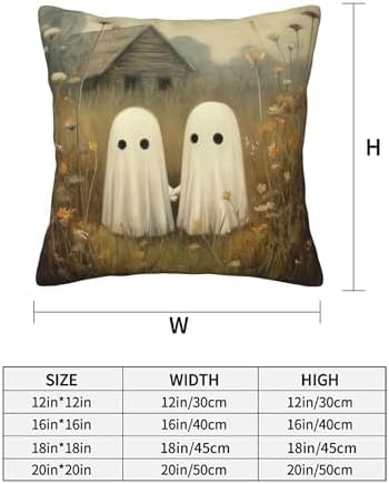 Funny Ghost Couple Throw Pillow Covers 18x18 inch Set of 2 Halloween Pillow Case Cushion Cover for Home Sofa Couch Living Room Car Decor - Image 3