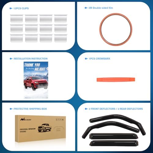Nilight in Channel Rain Guards for Ford Bronco Sport 2021-2025, 4PCS