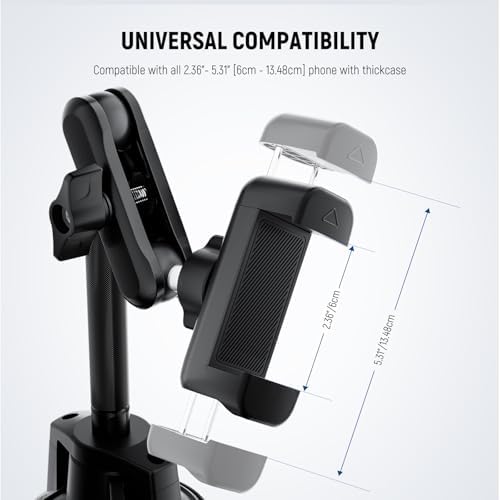 NEEWER Phone Holder for Your Car, 360° Rotating Vacuum Suction Cup Metal Cell Phone Mount Extended Magic Arm Compatible with iPhone Samsung for Windshield Skylight Navigation Video Recording, PA137