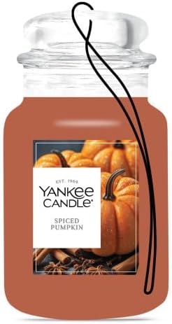 Yankee Candle Classic Paper Car Jar Air Freshener, Hanging Car Freshener, Long Lasting Odor Neutralizing Car Fragrance, Spiced Pumpkin (Pack of 6)