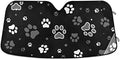 Cute Dog Paw Star Black Car Windshield Sun Shade Foldable UV Ray Sun Visor Protector Sunshade to Keep Your Vehicle Cool (55" x 27.6")