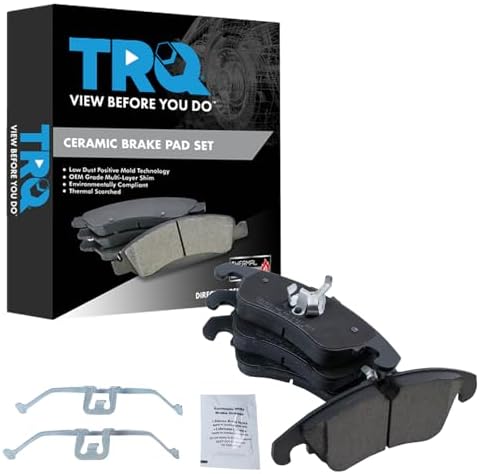 TRQ Front Brake Pads Ceramic Hardware Wear Sensor