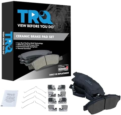 TRQ Front Brake Pads Ceramic Hardware Wear Sensor